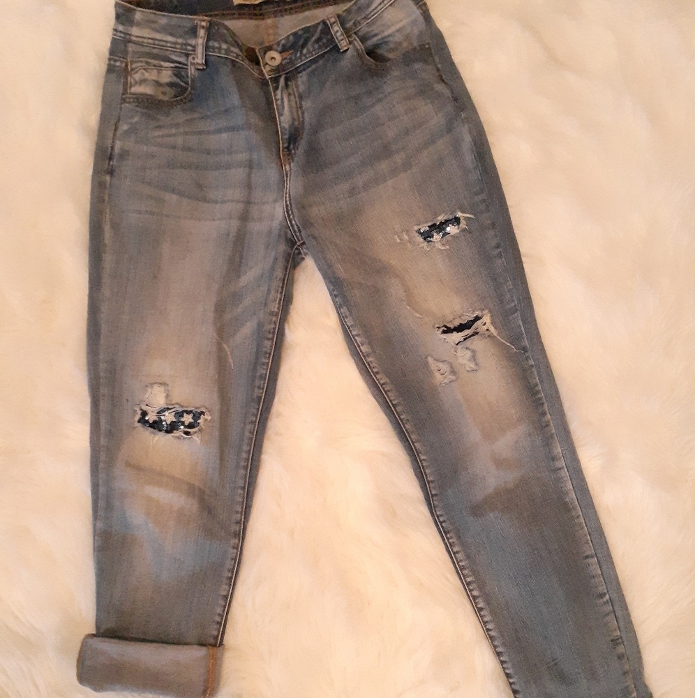 Cache Distressed Jeans Sequins Details - image 1